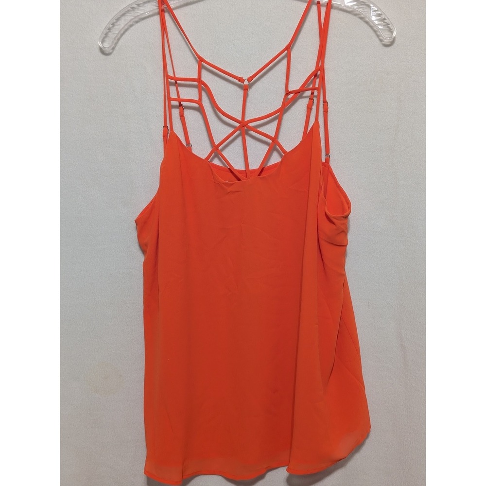 Naked Zebra Womens Orange Strappy Cage Back Cami Tank Top Large NWT